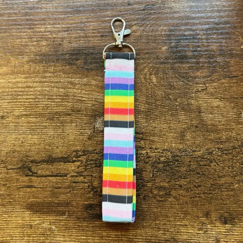 Rainbow Pride Striped Fabric Keychain Wristlet