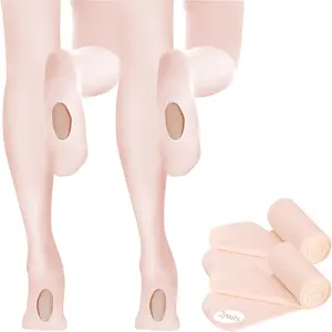 KF5-UDW014  2 Pairs Girl's Ballet Dance Tights,Convertible Transition Toddler Pantyhose Kids Soft School Footed Legging Stockings