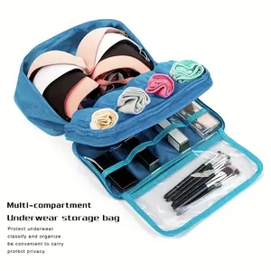 Portable Travel Underwear Storage Bag, Lightweight Zippered Organizer, Travel Organization Pouch, Multi-Compartment Design, Foldable Luggage Pack, Space-Saving, All Seasons