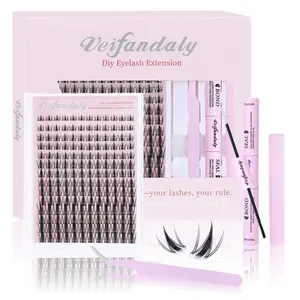 Veifandaly DIY Lash Clusters Kit - Soft Fluffy Long-Lasting Lashes with Glue Remover & Tweezer for Beginners Easy At-Home Application - Eyelash Set dolley elash map