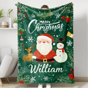 Merry Christmas Blanket, Personalized Christmas Blanket, Custom Holiday Gift, Cozy Christmas Throw Blanket, Personalized Gift for Her Applies to Super soft  decorative sofa/sofa/bedroom