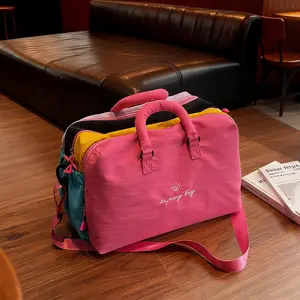 Autumn Winter New Dopamine Color Patchwork Luggage Bag Handbag Shoulder Crossbody Bag, Travel Duffle Bag School Gym Bag, Hanging Suitcase, Independent Shoe Compartment, Holiday Gift