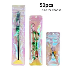 50pcs Transparent Long Self-Sealing Mylar Bags, Resealable Plastic Bags with Window, 6x15cm/6x23cm/6x28cm Sizes for Packaging