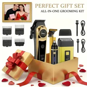 Professional Hair Clipper Kit for Men - All-in-One Grooming Set with Trimmer, Electric Shaver, Nose Trimmer, Adjustable Guide Combs, and Premium Accessories