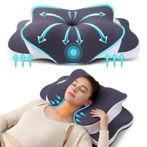 Double Sided Ergonomic Neck Pillow, Skin-Friendly Cooling Cover & Odor-Free Contoured Memory Foam, Zoned Cushioning and Wide Armrest Design, Comfort Bed Pillow for All Sleeping Positions