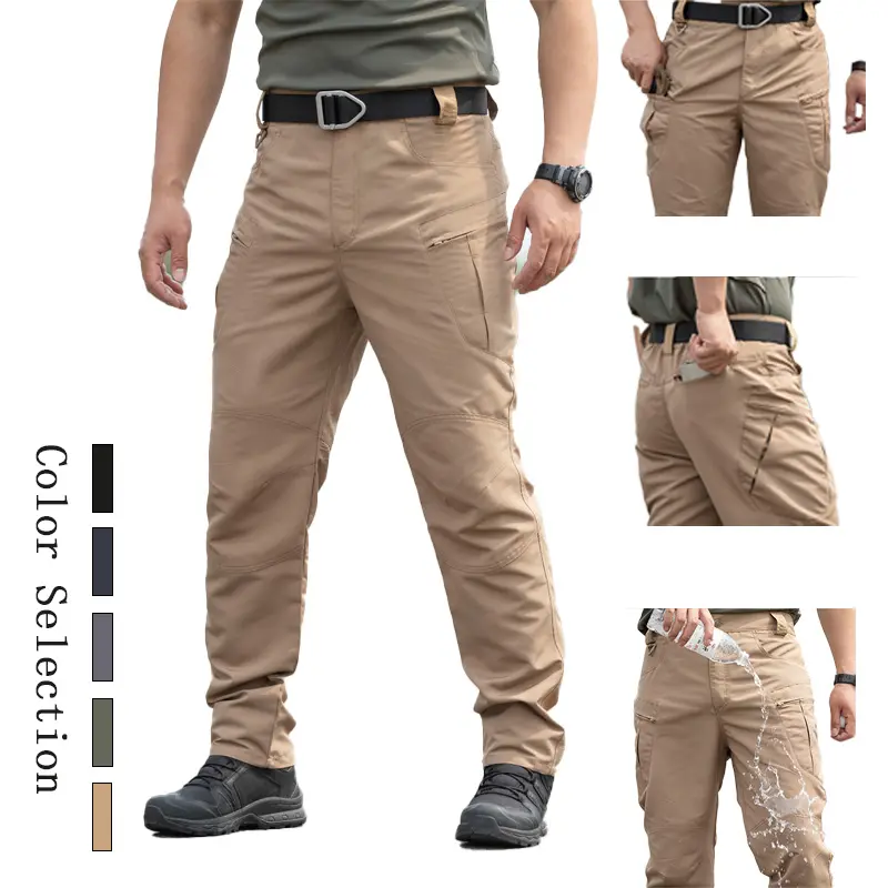 Menswear Combat Cargo Pants, Waterproof Stretch Polyester Straight-Leg Trousers with Multi-Pockets for Outdoor Hiking & Work, Cargo Style, Combat Men's Pants, Tactical Pants