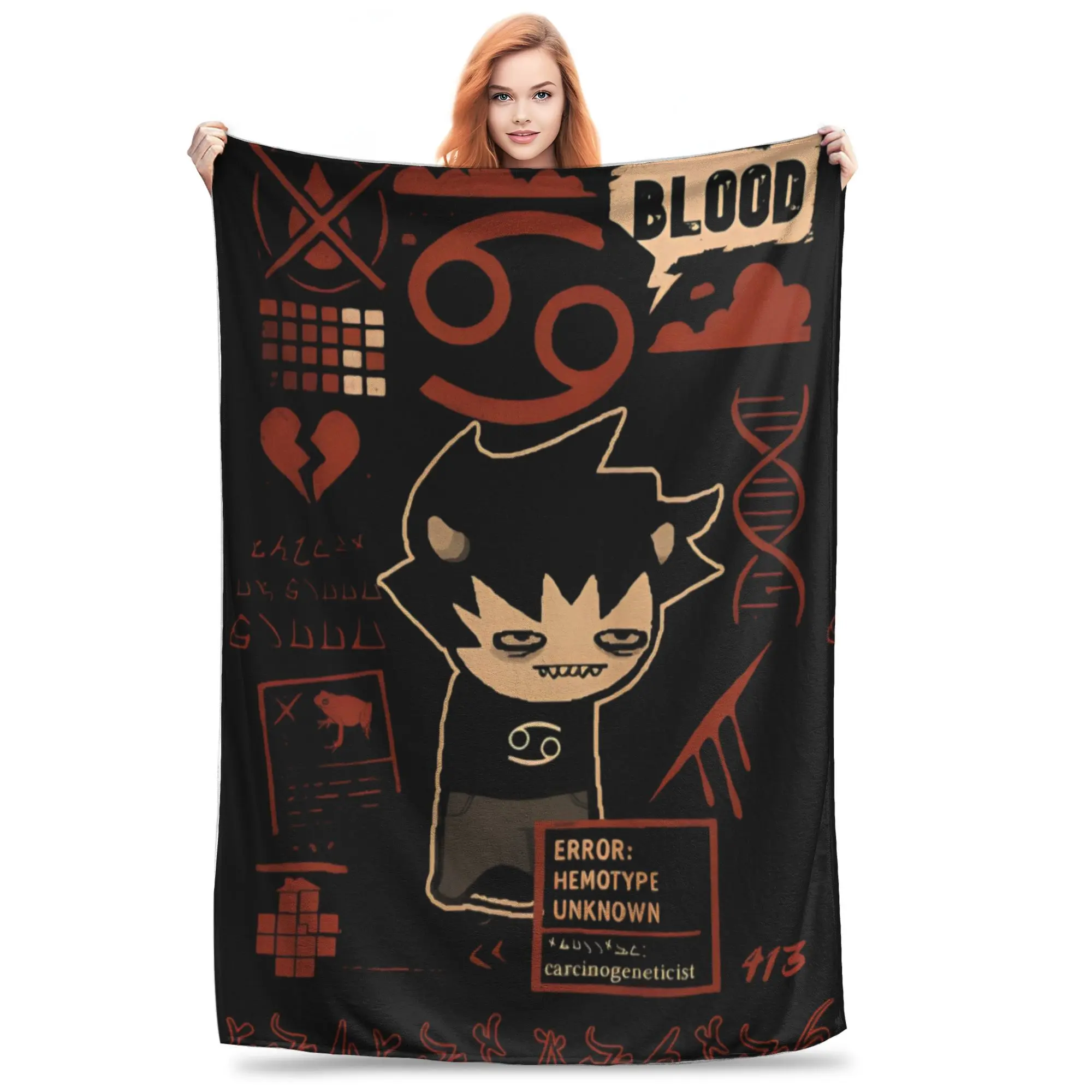 Anime Homestuck Karkat Vantas Flannel Blanket - Anime Panel, Illustrated & Graphic Character Blankets, Multi-Size Super Soft Cozy Throw for Couch, Bed, Anime Panel Blankets