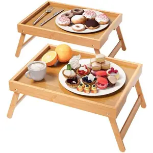 2 Pack  Bed Tray Table with Folding ,Breakfast Trays,Serving Tray for  and Snack,Laptop Trays for Working()