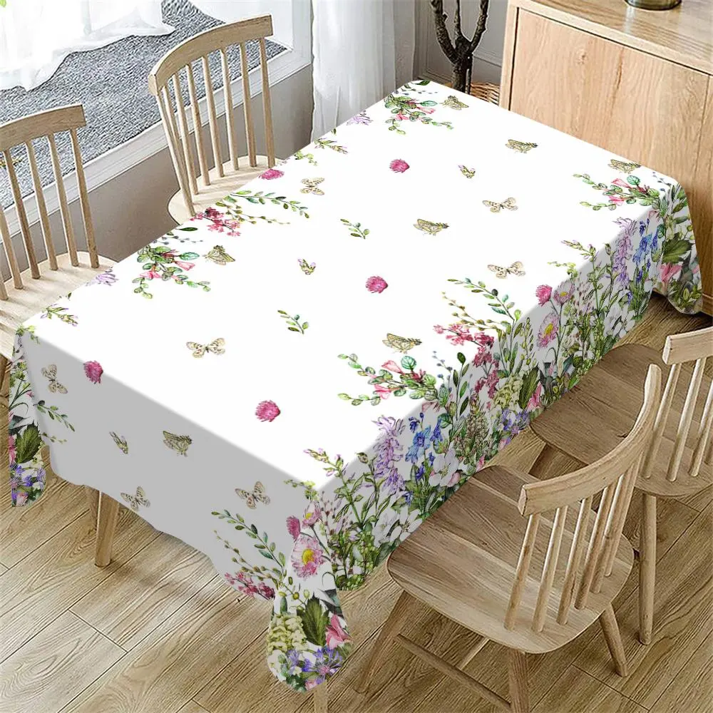 Floral Pattern Tablecloth, Rectangular Tablecloth, Decorative Tablecloth for Home Kitchen Dining Room, Outdoor Patio, Table Decoration Supplies for Indoor & Outdoor