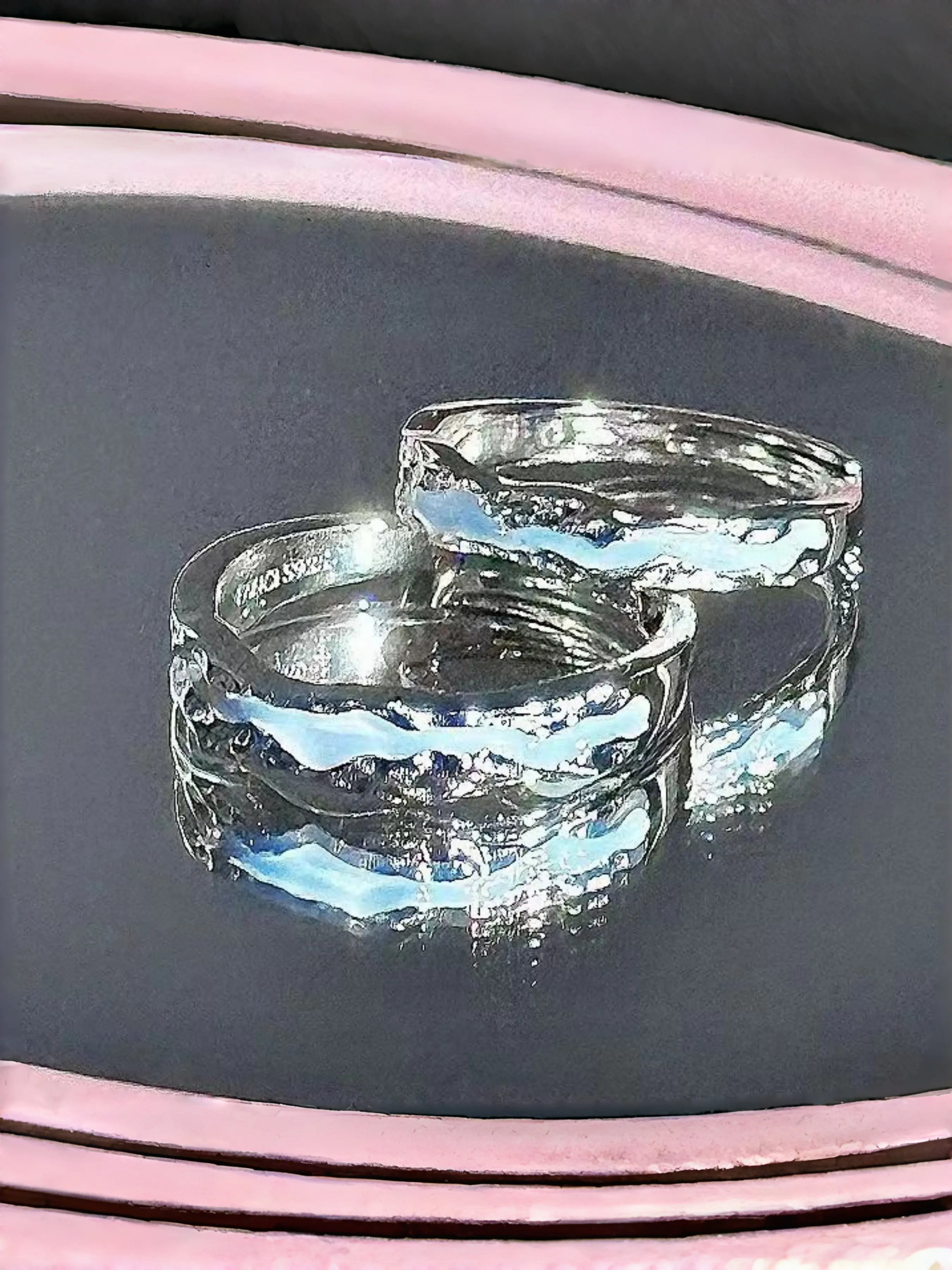Silver Color Glow-In-The-Dark Enamel Ring Set, Couple Matching Rings, Anniversary Gift, Friends Bff Jewelry, Night Light Fluorescent Design