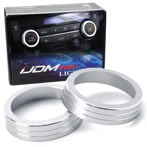 iJDMTOY 2pcs Silver Anodized Aluminum AC Climate Control Turner Ring Covers For 2014-2020 Nissan Rogue (X-Trail)