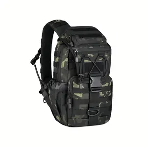 Multifunctional waterproof tactical bag, multi-layer large-capacity durable camouflage travel backpack, men's crossbody bag with water bottle pocket, suitable for hiking, camping, mountaineering, daily commuting, and school