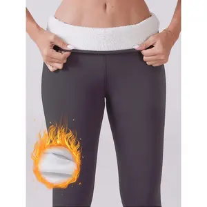 plus Size Women's Plush Lining Warm Tights Thick Elastic High Waist Workout Pants Winter Outdoors Wear Tights