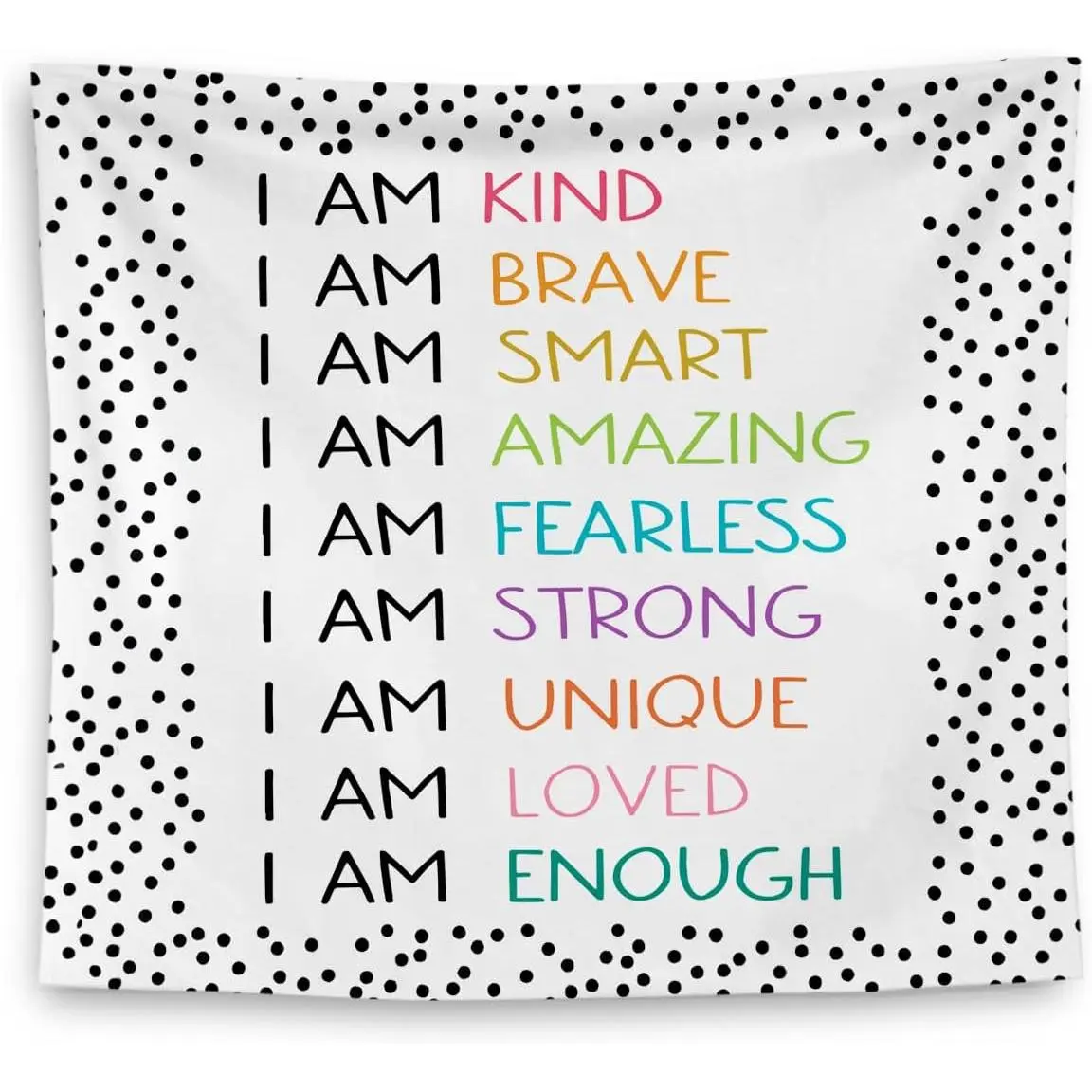 Positive Affirmations Wall Decor, I am Kind Brave Smart Inspirational Tapestry Wall Hanging for Classroom Nursery Kids Room Playroom Decor, Positive Affirmations for Kids, 50x60 Inches