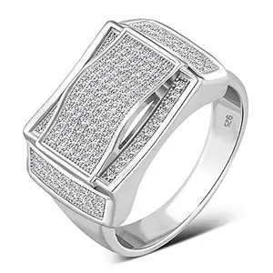 Men's 925 Sterling Silver Statement Ring Cubic Zirconia
