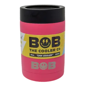 BOB THE COOLER CO - 12oz "Bob's Chillin" Short Double Wall Insulated Can Cooler, Stainless Steel Can Cooler for Camping, Drink, Beer, Beach & More