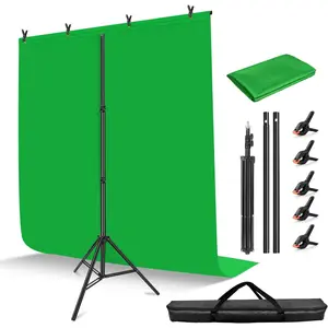 7x5 ft Green Screen Stand Kit,  6.5x5 ft Green Screen Backdrop with Stand for Streaming, Gaming, Zoom, Portable Greenscreen Background Kit with Clips & Carrying Case