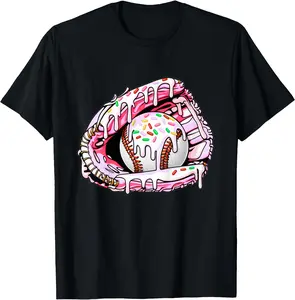 Baseball Funny Gift Drip For Boys Ice Cream Drip Youth Girls Baseball Unisex T-Shirt Cotton Menswear Man Classic
