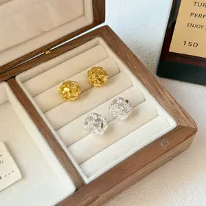 Gold Plated Round Nugget Earrings