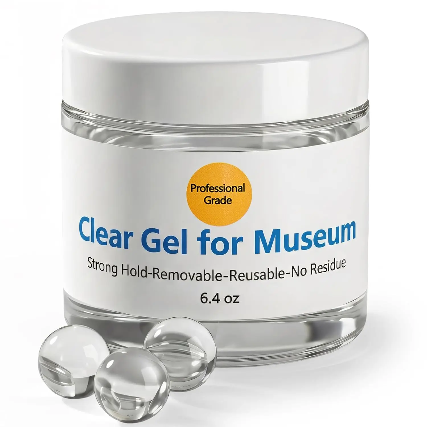 6.4 oz Clear Exhibit Gel for Museum - Removable &  Earthquake Putty with  Hold, Adhesive Wax Securing Collectibles, Decor, Antiques, Glass Items,  Shifting & Falling, No