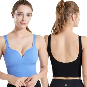 SeamlessCupWirefreeSportsBraForYogaSleepGymLonglineTankTopSexyDesignLiftEnhanceComfortableSupportNylonBlendWomensActivewear