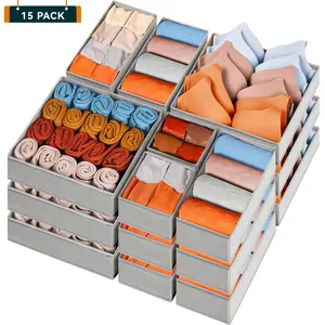 Criusia Multi-purpose storage box 15 pieces drawer storage suitable for wardrobe supplies underwear socks space saving design thick fabric safety