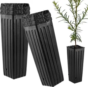 Dredqcco Tall Deep Tree Pot, 50Pcs Plastic Plant Seedling Treepots Tall Flower Plant Container Starting Pots with Drainage Holes Flower Container for Indoor Outdoor Garden Plants 9.8" H X 4.7" W DredQcco