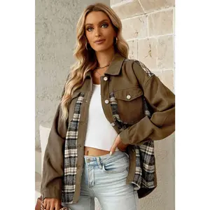 Plaid Collared Denim Jacket