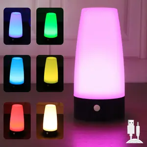 1 Pack Rechargeable Push Button Control Multi-color LED Bar Light, Table Lamp, Mood Push Light, USB Charge Bedside Lamp