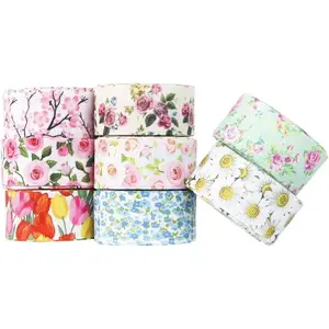 Floral Flower Printed Grosgrain Ribbon Tape 1" Wide x 40 Yards Total for DIY  Hair Bow Wedding Festival  Party Birthday Decorations  Packing (  Ribbon)