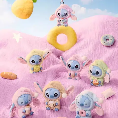 Disney Stitch "Eat Something Before Sleep" Collection Vinyl Plush Blind Box - Unisex Random Surprise, PVC Hanging Charm, Bag Decor, Sealed Hobby Box, Cartoon Character Collectible, Ideal Birthday Gift for Kids, Adding Charm Accessory, Blindbags Toy