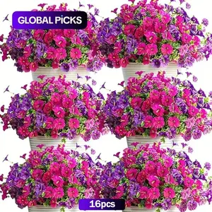 Artificial Flowers Set (16 Pieces), Mixed Flowers, Home Garden Decorations, Porch Window Box Courtyard, Seasonal Celebrations, Spring Summer Decoration #GLOBAL PICKS