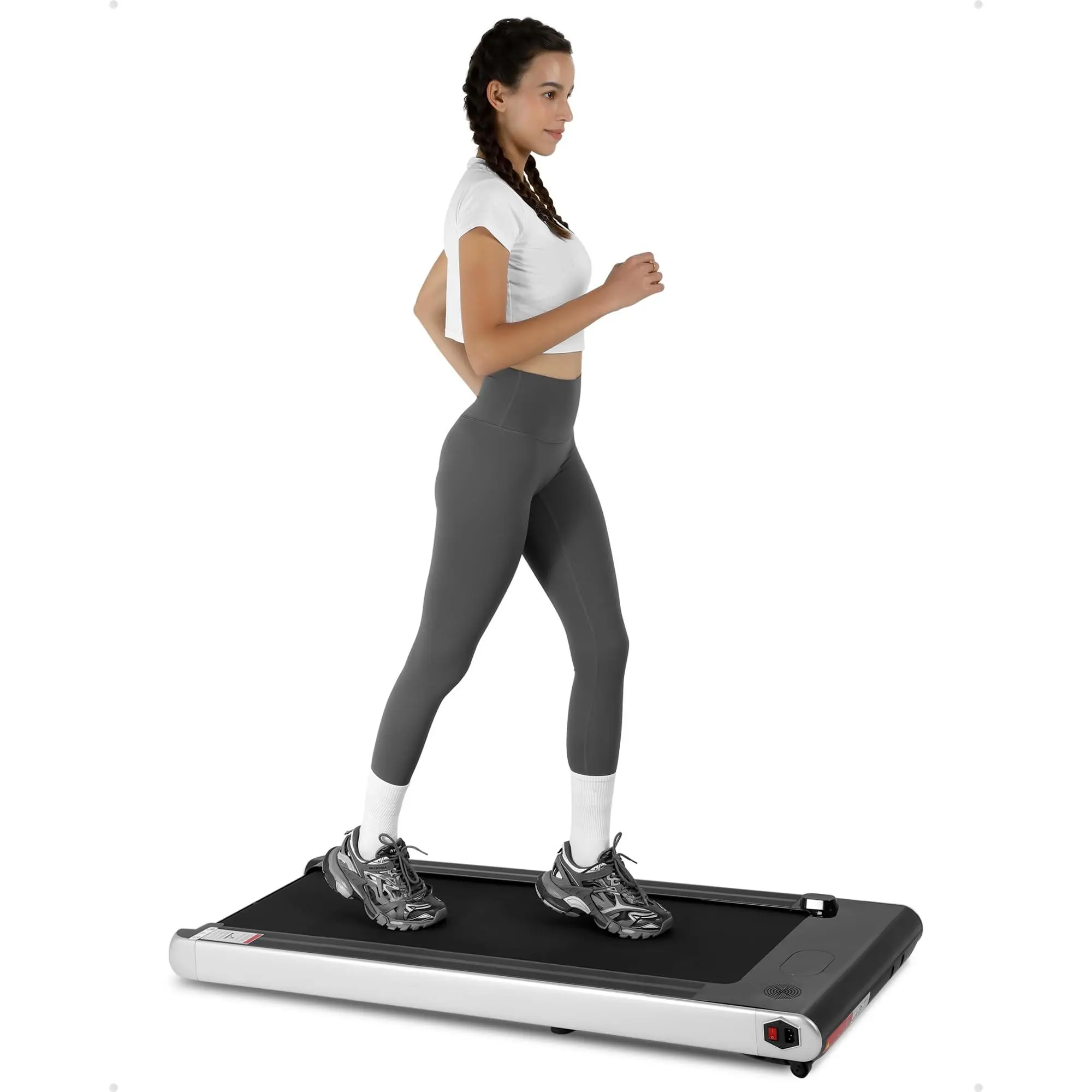 Black 4.0HP Folding Treadmill - Portable, No Assembly, 14.5" LED Display, Pulse Detection, 0.6-8.7MPH Adjustable Speed, 265L Anti-Slip Surface, 400LBS Max Weight Capacity for Home & Office Exercise