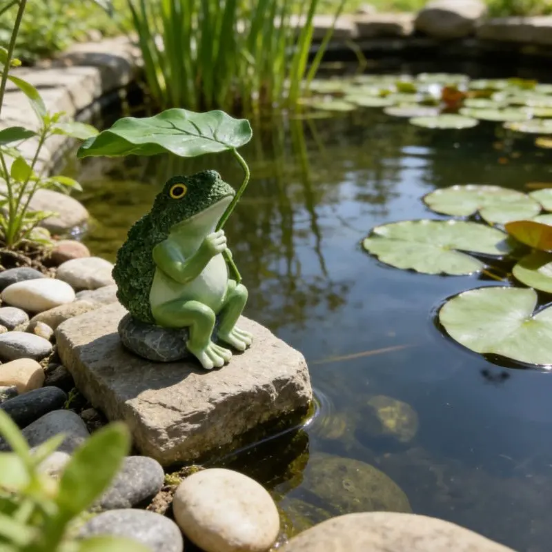 Resin Cauliflower Frog Creative Sculpture, Simulated Animal Statue for Outdoor Lawn, Pastoral Garden Landscape Decor Craft, Versatile Art Ornament Gift for Balcony Patio Bonsai