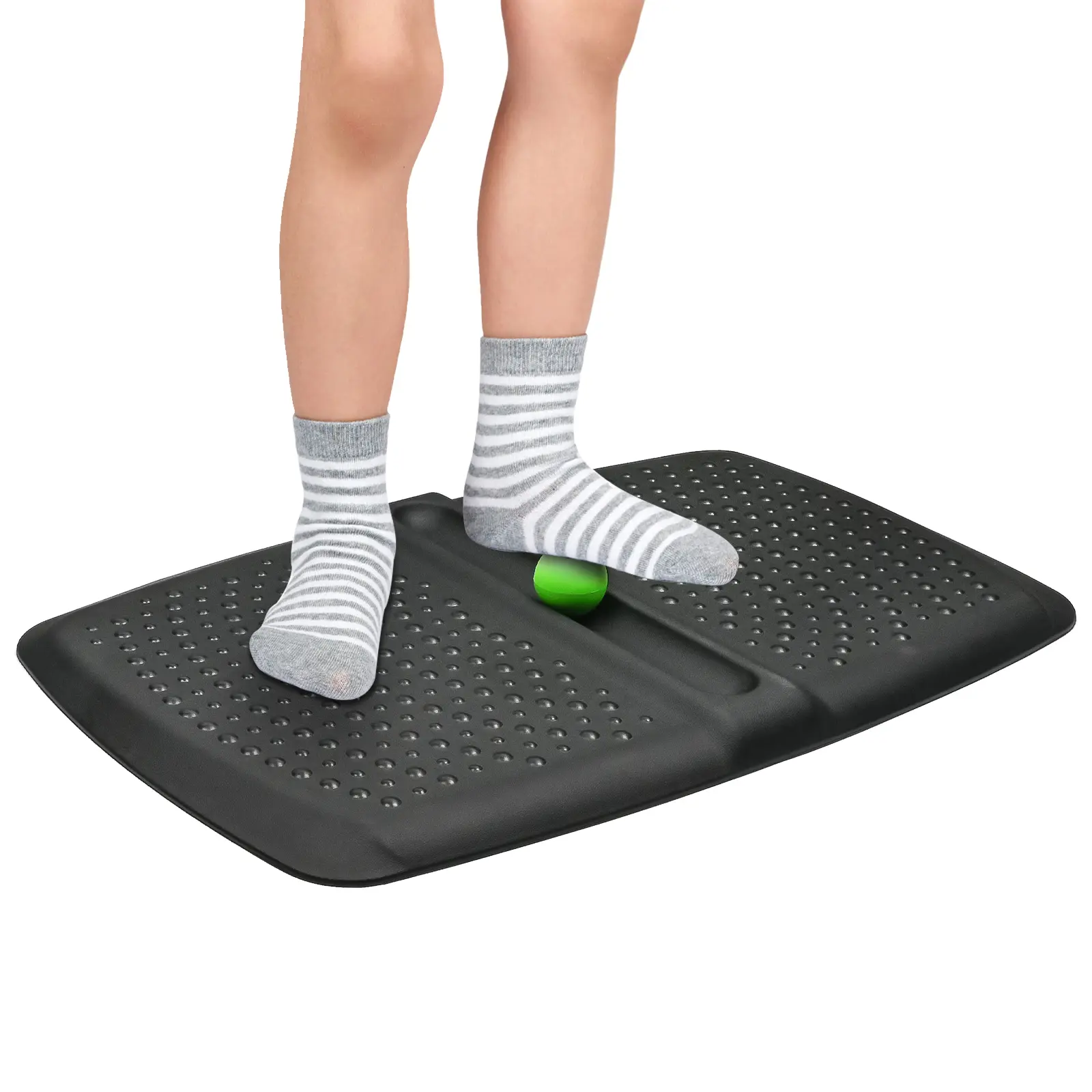 1 inch Thick Anti Fatigue Kitchen Mat Standing Mat with Massage Ball, Non Slip Standing Desk Mat with Massage Point, Multi-Purpose Comfort Floor Mat for Feet, Office, Home (Black, 17" x 28")