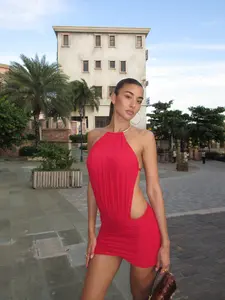 EVANNA MINI DRESS - DEEP RED