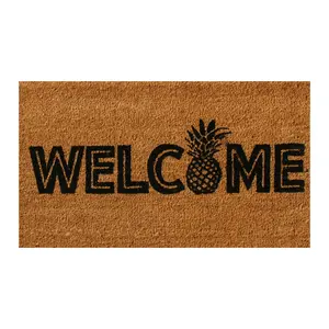 Rubber-Cal "Welcome to the Luau!" – Natural Coir Pineapple Doormat 15mm X 18" X 30"