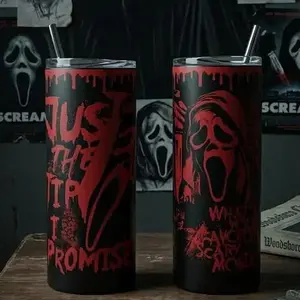 [SPECIAL] Red Ghostface Scream Tumbler 40oz 20oz Movie Custom Cup 40 oz Tumbler With Handle, Tumbler 20oz No Handle, Gifts For Fans