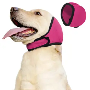 Dog Ear Muffs & No Shake Ear Wrap for Hematoma, Bathing, Drying, Swim, Versatile Use & Noise Anxiety Relief - Elastic Fit Waterproof Ear Protector with Calming Hoodie Design for Grooming/Head Ear Cover, Swimming