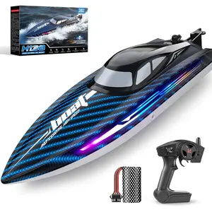 30KMH RC Remote Control Boat with 7 LED Light Modes Waterproof Electric Fast Speed Boat for Adults Kids 8-12 Lake Pool Water Play,Self-righting,Demo,Water Cooling,20Mins,Low Battery Alert,2.4Ghz,Blue