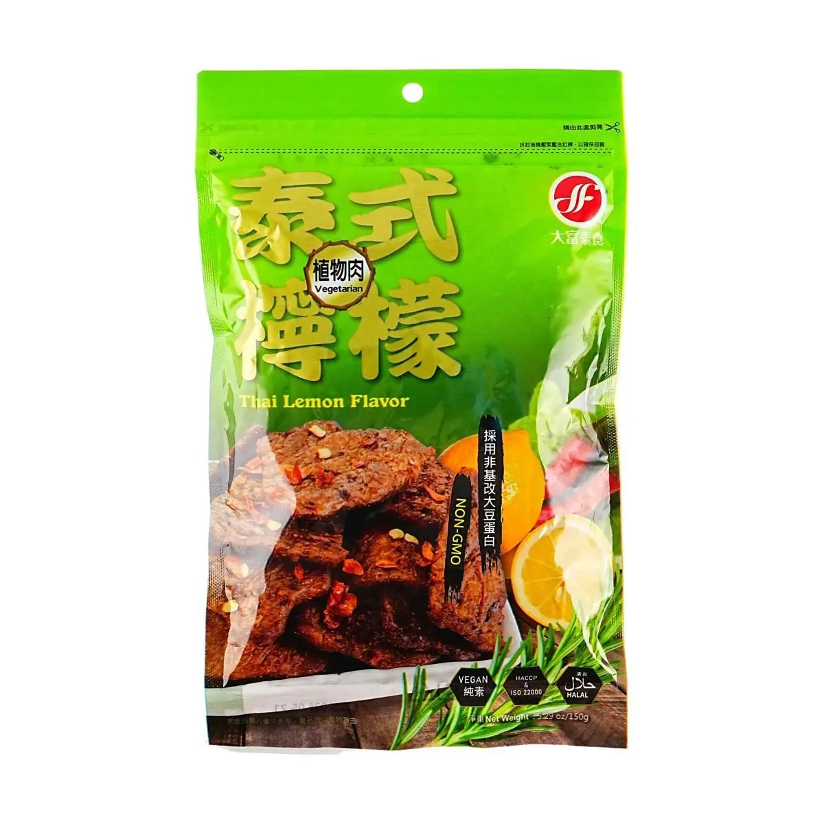 DAFU Taiwan Thai Lemon Plant-Based Jerky - Vegan Meatless Snack 150g