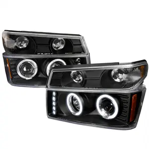 2004-2012 Chevrolet Colorado/GMC Canyon Dual Halo Projector Headlights with Corner Turn Signal Bumper Lights (Matte Black Housing/Clear Lens)