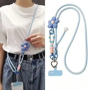 Mobile phone lanyard, adjustable cross-body strap, long neck length, women’s wrist strap, short woven rope, multi-functional, suitable for outdoor travel, hiking, Phone Strap Holder, Crossbody Lanyard