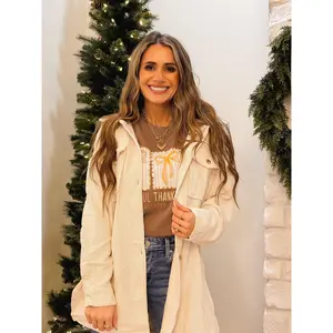 Corduroy Flap Pocket Button Up Shacket