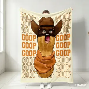 Goop Goop Cowboy Peanut Viral Meme Print Flannel Blanket | Cooling Blanket for Bedroom, Living Room, Sofa | Soft & Cozy for Meme Fans, Western Lovers, TikTok Trendy Gifts, Perfect for Fans of Pop Culture & Funny Memes