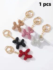Handmade Resin Keychain with Faux Diamond Balloon Dog Design, Detachable Luxury Women's Car Keychain, Elegant Simple Style, Holiday Gift,Valentine's Day,lovers, Bling Bling Keychains