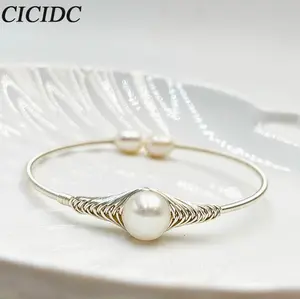 Natural White Sparkling Freshwater Pearl Bracelet Silver High Quality Large Pearl Bracelet Women's Daily Wear Bracelet