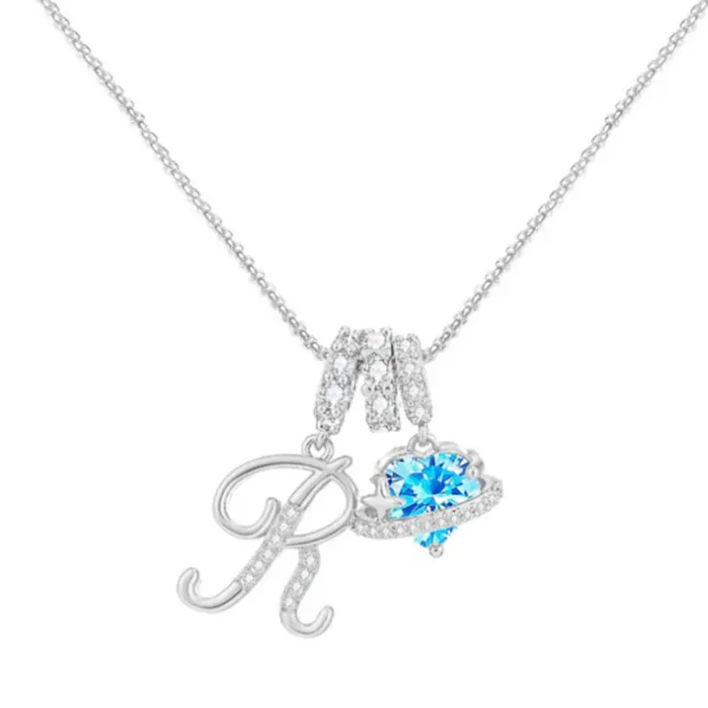 Women's Initial Heart Necklace with Zircon Pendant, Elegant Letter Jewelry for Friday & Christmas, All Seasons Accessory, Heart Design Necklace, Sentimental Necklaces, Heart Letters Necklace