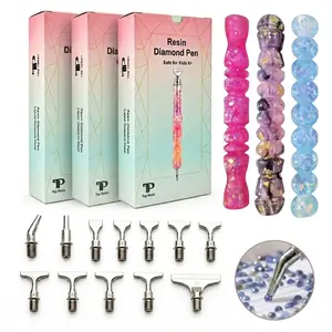 Premium Resin Diamond Painting Pen Set - 3pcs Ergonomic Drill Pens with 12 Interchangeable Metal Tips - Perfect Crafting Tool for Diamond Art