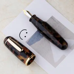 Small Fountain Pen Bent Nib Fude Pen, Little Fat Man Transparent Eyedropper Filling Pocket Pen Large Capacity